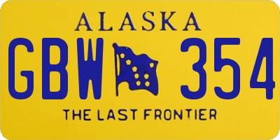 AK license plate GBW354
