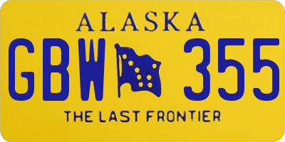 AK license plate GBW355