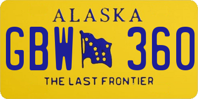 AK license plate GBW360