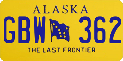 AK license plate GBW362