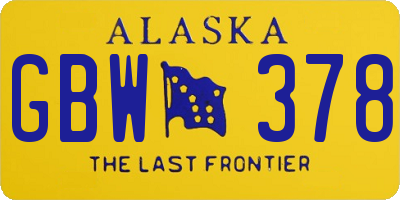 AK license plate GBW378