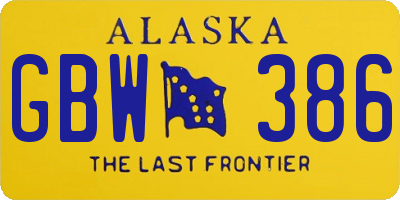 AK license plate GBW386
