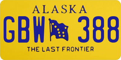 AK license plate GBW388
