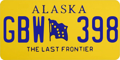AK license plate GBW398