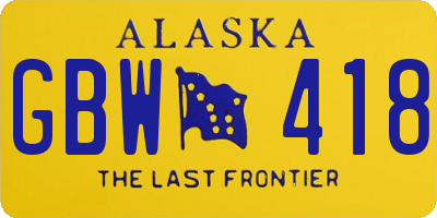 AK license plate GBW418