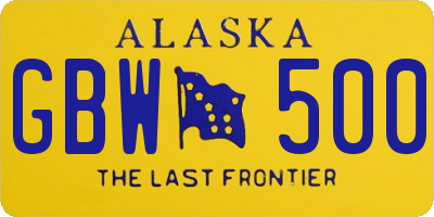 AK license plate GBW500