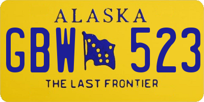 AK license plate GBW523