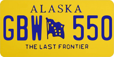 AK license plate GBW550