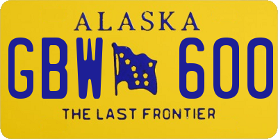 AK license plate GBW600