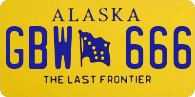 AK license plate GBW666