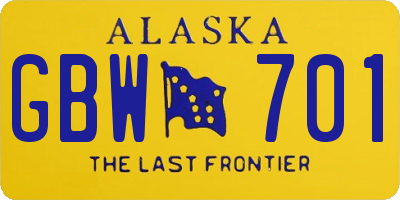 AK license plate GBW701