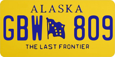 AK license plate GBW809