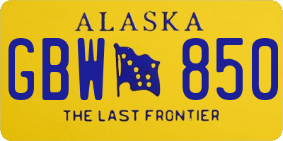 AK license plate GBW850