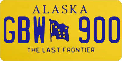 AK license plate GBW900