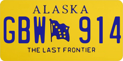 AK license plate GBW914