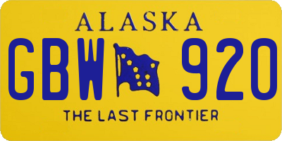 AK license plate GBW920