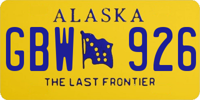 AK license plate GBW926