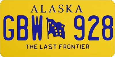 AK license plate GBW928