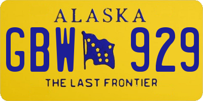 AK license plate GBW929