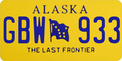 AK license plate GBW933