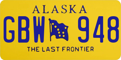AK license plate GBW948