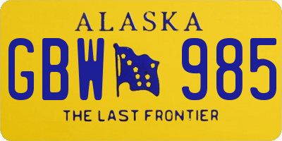AK license plate GBW985