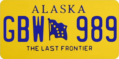 AK license plate GBW989