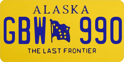 AK license plate GBW990