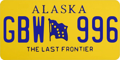 AK license plate GBW996
