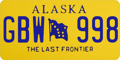 AK license plate GBW998