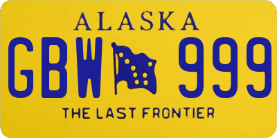 AK license plate GBW999