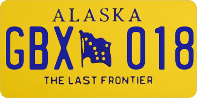 AK license plate GBX018