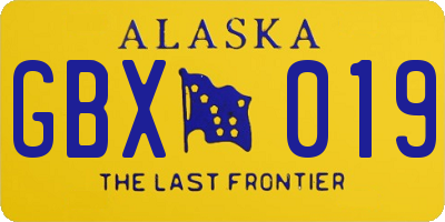 AK license plate GBX019