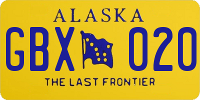 AK license plate GBX020