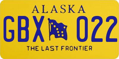 AK license plate GBX022