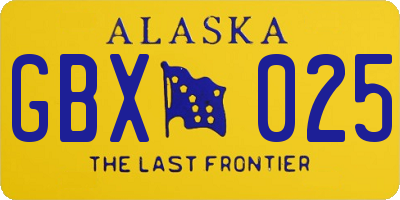 AK license plate GBX025