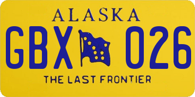 AK license plate GBX026