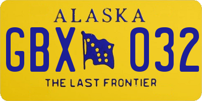 AK license plate GBX032
