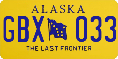 AK license plate GBX033