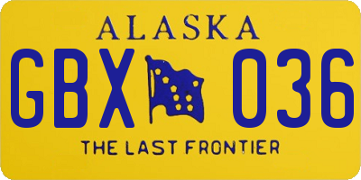 AK license plate GBX036