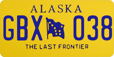 AK license plate GBX038