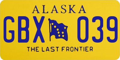 AK license plate GBX039