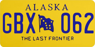 AK license plate GBX062