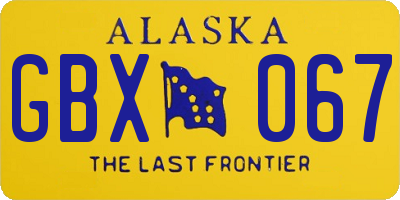 AK license plate GBX067