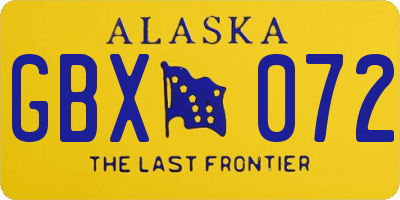 AK license plate GBX072
