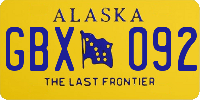 AK license plate GBX092