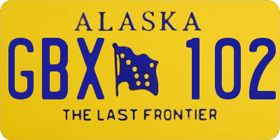 AK license plate GBX102