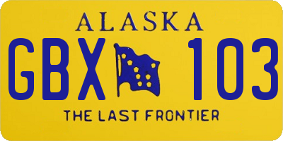 AK license plate GBX103
