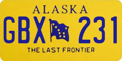 AK license plate GBX231