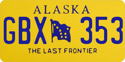 AK license plate GBX353